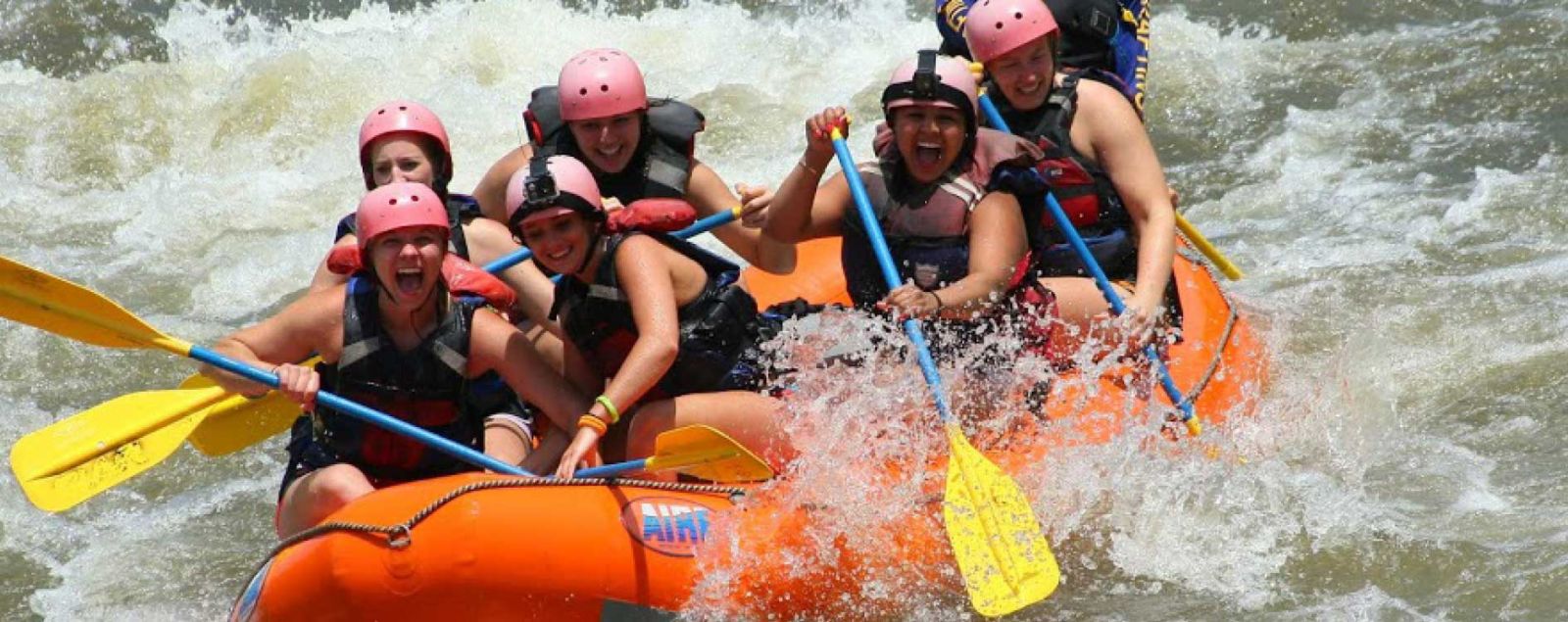 students rafting for may term