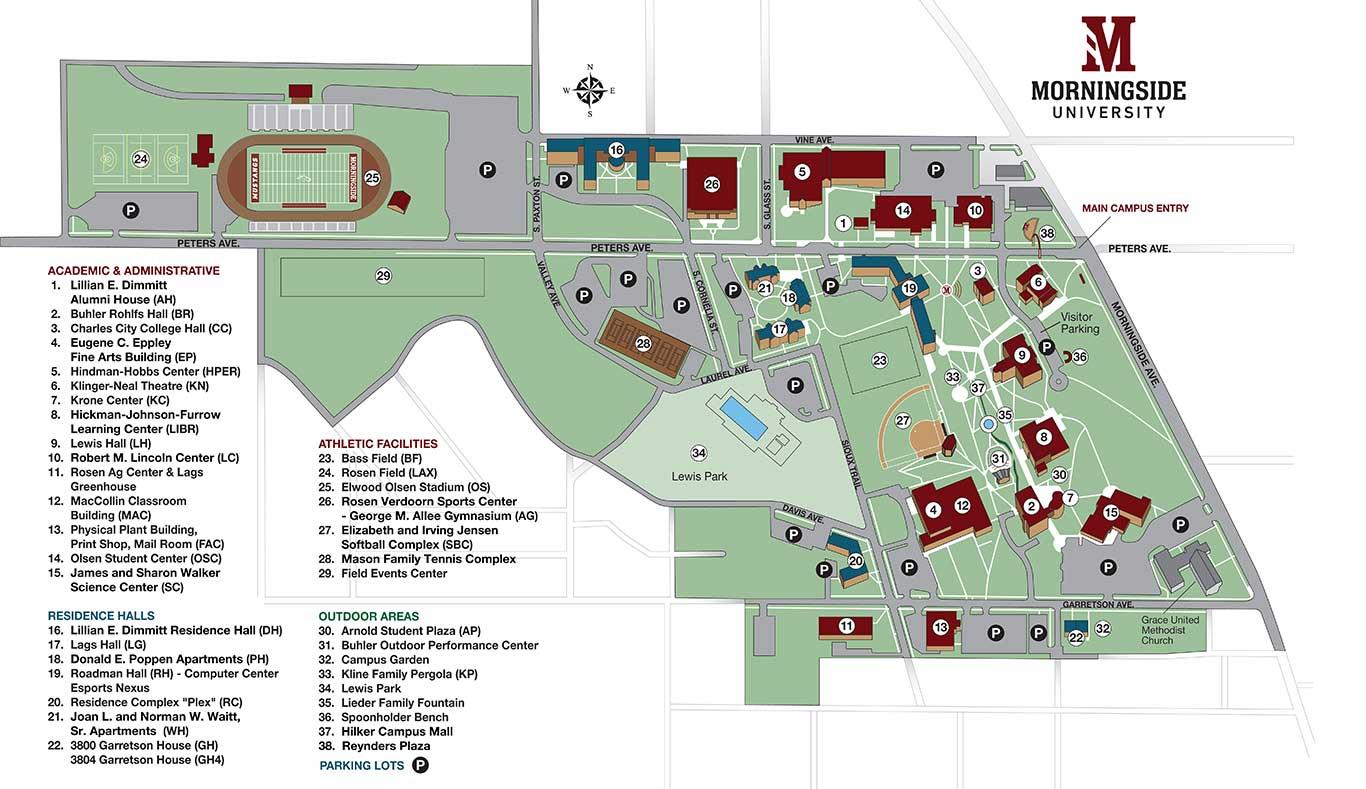 Map of Morningside University from spring 2021